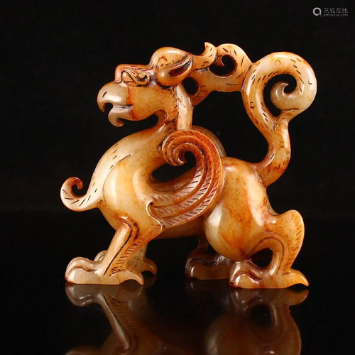 Vintage Chinese Hetian Jade Divine Beast Statue