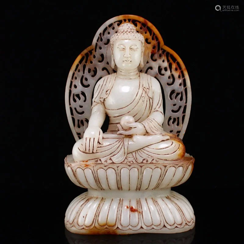 Superb Chinese Hetian Jade Siddhartha Buddha Statue