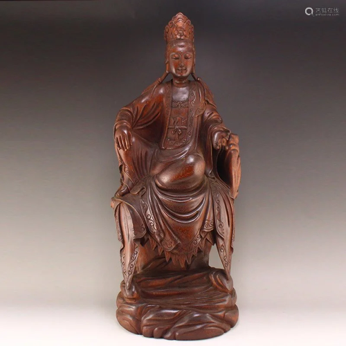 Superb Chinese Qing Dy Chenxiang Wood Kwan-yin Statue