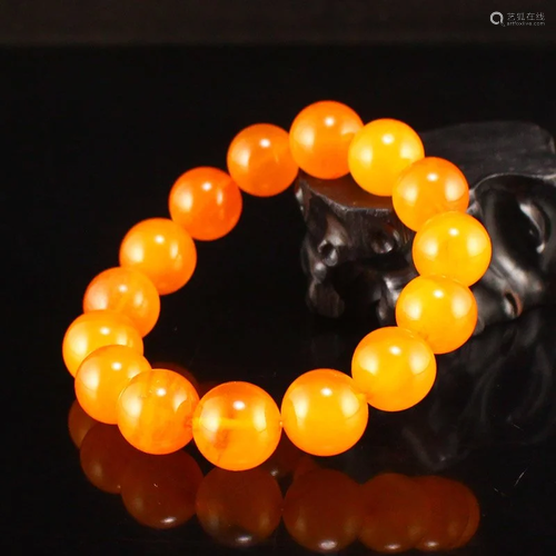 28.1 G Natural Amber Beads Bracelet