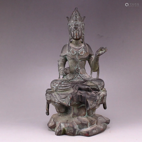 Vintage Chinese Bronze Kwan-yin Statue