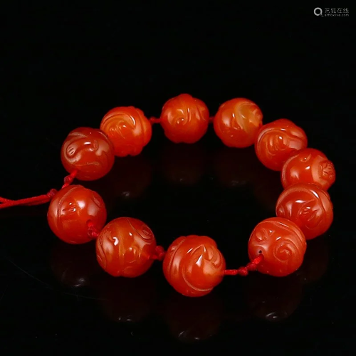 17 MM Chinese Natural Red Agate Beads Bracelet