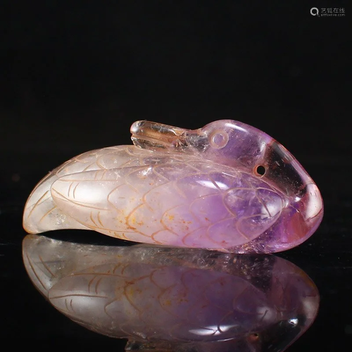 Beautiful Amethyst Swan Pendant