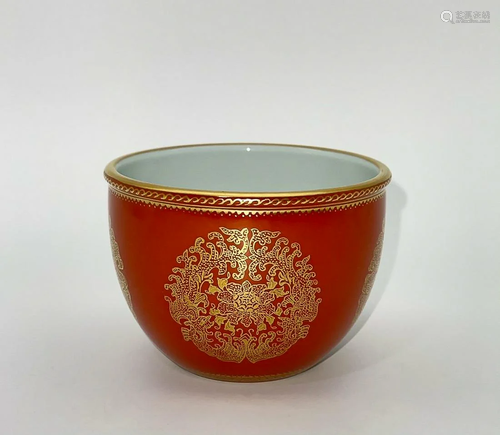 GILT-DECORATED IRON-RED- GLAZED 'DRAGON AND PHOENIX'