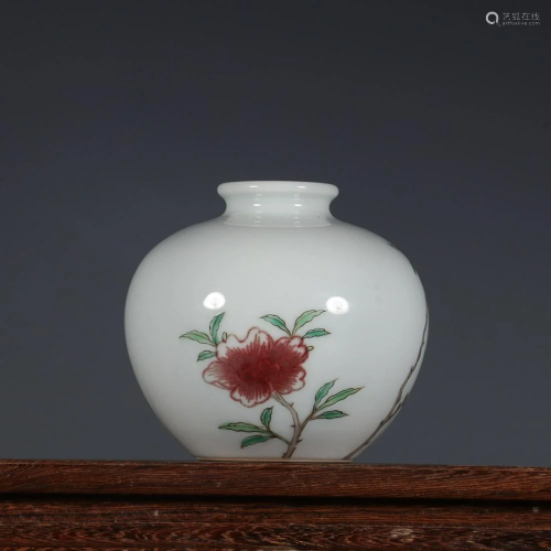 UNDEGLAZE-RED AND PAINTED 'ROSE' WATER DROPPER
