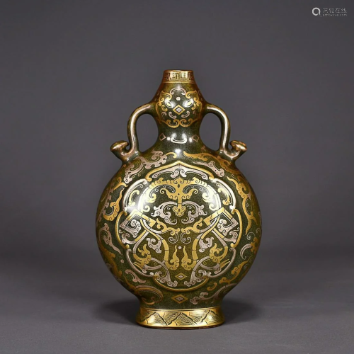 GILT-DECORATED AND SILVER -PLATED TEADUST-GLAZED