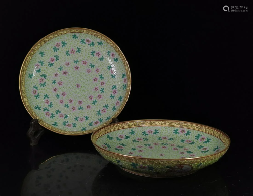 PAINTED ENAMEL 'FLORAL' CHARGER