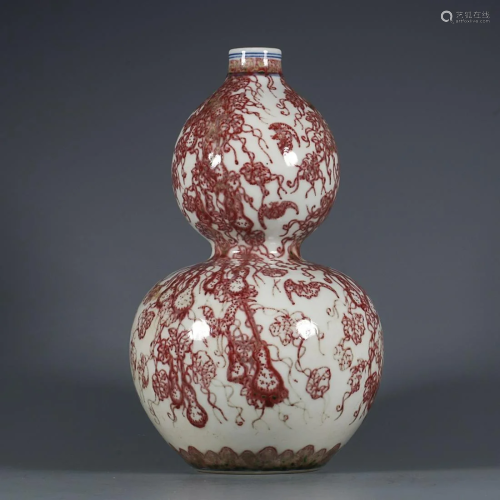 UNDERGLAZE-RED 'BAT AND DOUBLE-GOURD' DOUBLE-GOURD V…