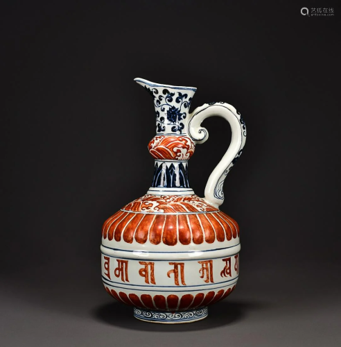 BLUE & WHITE AND IRON-RED ' OCEAN ' EWER