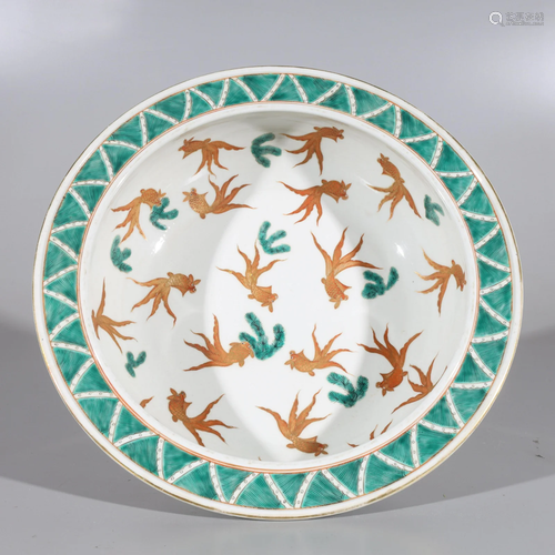 Chinese Famille Verte Enameled Porcelain Bowl