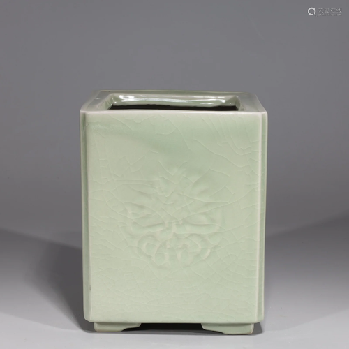 Chinese Celadon Glazed Porcelain Brush Pot