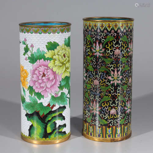 Two Chinese CloisonnÃ© Enamel Hat Stands