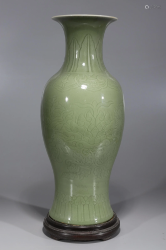 Tall Chinese Ming Style Celadon Glazed Porcelain