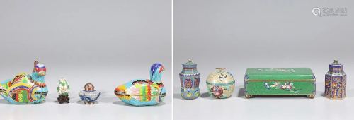 Group of Eight Various Chinese CloisonnÃ©s