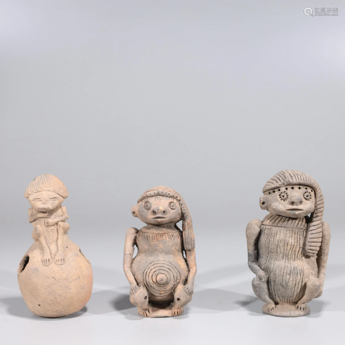 Group of Three Pre-Columbian Style Pottery Figures
