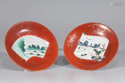 Two Chinese Enameled Porcelain Dishes