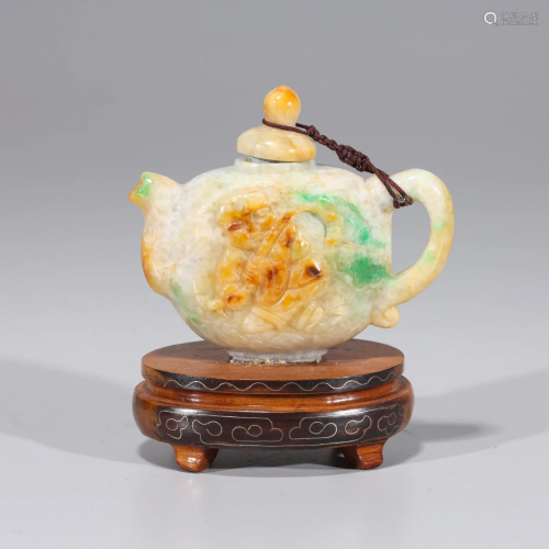 Chinese Carved Jadeite Teapot