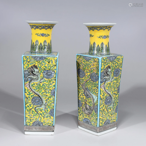 Two Chinese Enameled Porcelain Vases