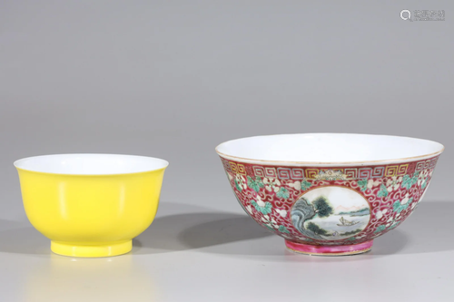 Two Chinese Enameled Porcelain Bowls