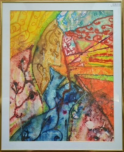 Abstract art painting, painting on paper