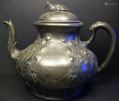 Rare 18-19TH century/span Western Tin Tea PotH:18cm,