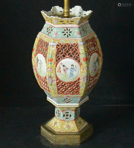 Chinese Porcelain Lamp Qianlong Period Art Vase