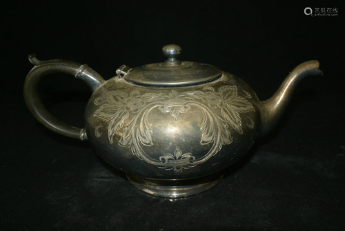 Antique carved tin tea set