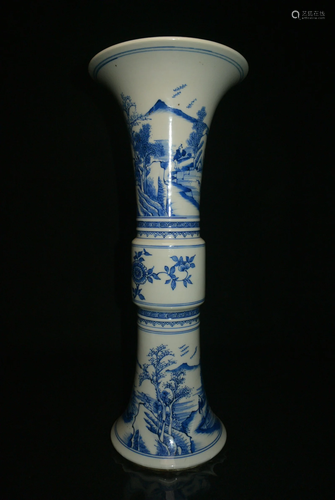 Porcelain, Beautiful KangXi Period B/W Glaze HUA-GU Vas