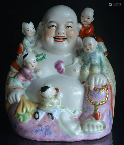 Republic of China Pastel Five children Lohan Buddha