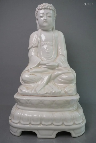 Seated white porcelain statue of Sakyamuni The 19 C.