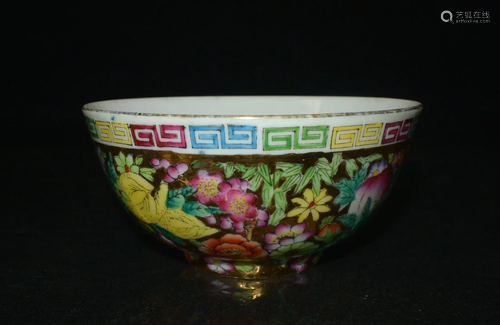 Porcelain FAMILLE ROSE GLAZE FLOWER PATTERN BOWL