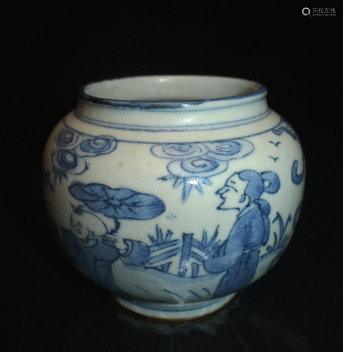 Blue and white jar