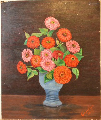 A rare daisy oil painting: