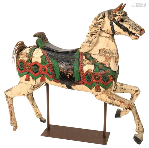 Painted Carousel Horse, having several layers of paint,