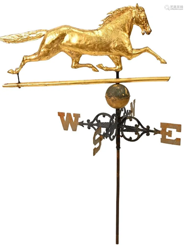 Copper Running Horse Weathervane, having zinc head in