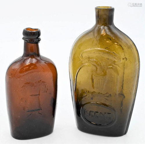 Two Flasks, to include Keene Glassworks flask with