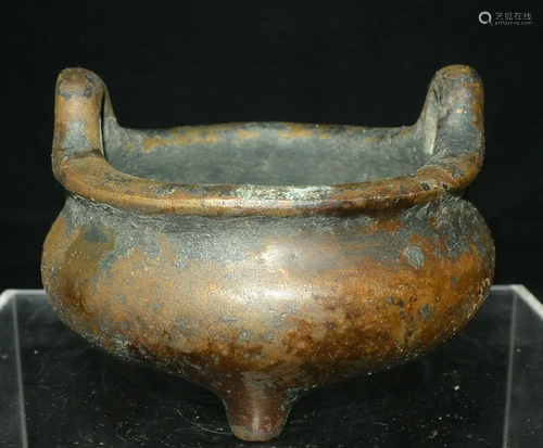 A BRONZE DOUBLE HANDLE CENSERï¼ŒMING DYNASTY