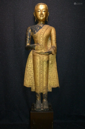 A Gilt Standing Buddha Statue, 18Th. C. or More Early