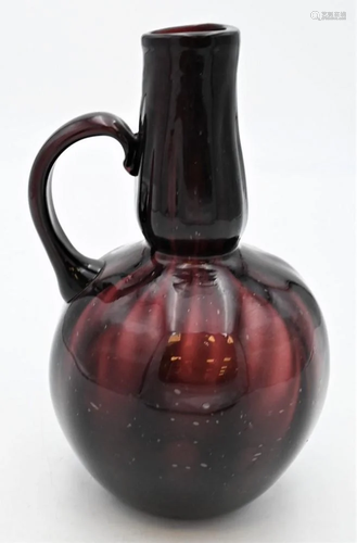 Antique Hand Blown Amethyst Bottle, having handle,