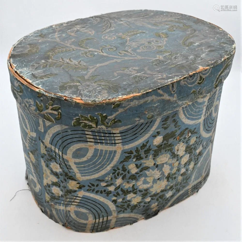 Hannah Davis Large Wallpaper Covered Hat Band Box,