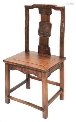 Chinese Hardwood Chair, having carved back, 18th - 19th