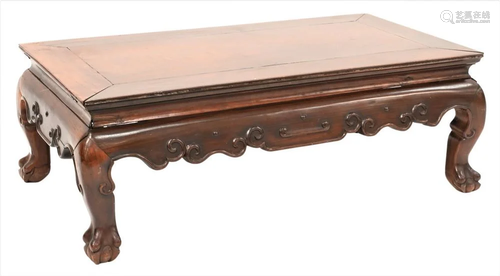 Chinese Hardwood Low Table, on carved claw feet, height