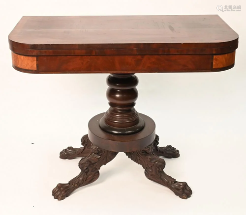 George W Miller Signed Federal Mahogany Game Table,