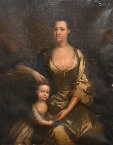 Portrait of Mother and Child, holding grapes with