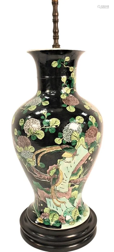 Famille Noire Chinese Porcelain Vase, having phoenix