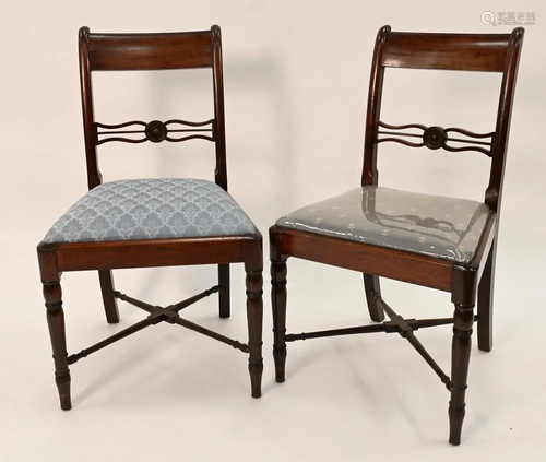 Set of Five Sheraton Mahogany Dining Chairs, each