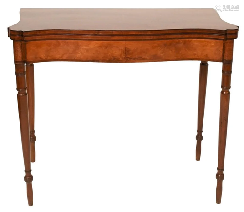 Sheraton Mahogany Game Table, having serpentine front