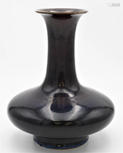 Flambe Glazed Vase, having flared trumpet neck over