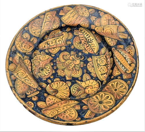 Italian Majolica Polychrome Decorated Bowl, Castel