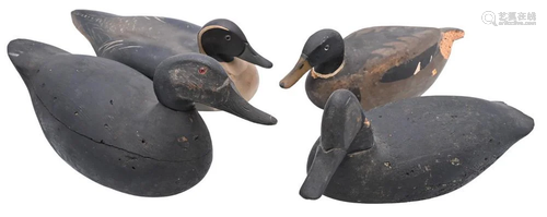 Four Duck Decoys, to include early black duck, probably